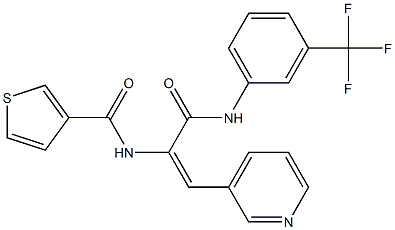 N-(2-(3-pyridinyl)-1-{[3-(trifluoromethyl)anilino]carbonyl}vinyl)-3-thiophenecarboxamide Struktur