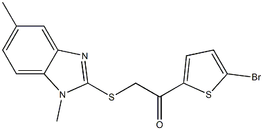 1-(5-bromo-2-thienyl)-2-[(1,5-dimethyl-1H-benzimidazol-2-yl)sulfanyl]ethanone Struktur