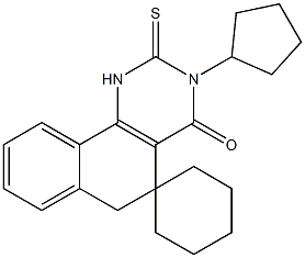 3-cyclopentyl-4-oxo-2-thioxo-1,2,3,4,5,6-hexahydrospiro(benzo[h]quinazoline-5,1'-cyclohexane) Struktur