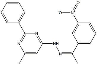 1-{3-nitrophenyl}ethanone (6-methyl-2-phenyl-4-pyrimidinyl)hydrazone Struktur