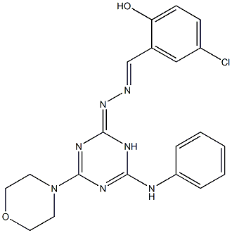 5-chloro-2-hydroxybenzaldehyde (4-anilino-6-(4-morpholinyl)-1,3,5-triazin-2(3H)-ylidene)hydrazone Struktur