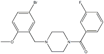 1-{[5-bromo-2-(methyloxy)phenyl]methyl}-4-[(3-fluorophenyl)carbonyl]piperazine Struktur