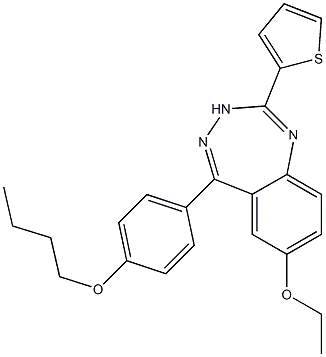 5-(4-butoxyphenyl)-7-ethoxy-2-(2-thienyl)-3H-1,3,4-benzotriazepine Struktur