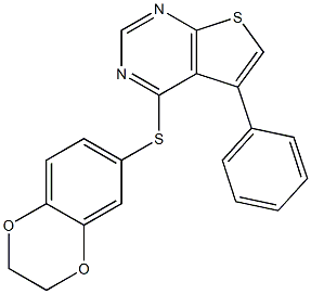 2,3-dihydro-1,4-benzodioxin-6-yl 5-phenylthieno[2,3-d]pyrimidin-4-yl sulfide Struktur