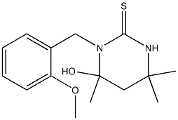 6-hydroxy-1-(2-methoxybenzyl)-4,4,6-trimethyltetrahydro-2(1H)-pyrimidinethione Struktur