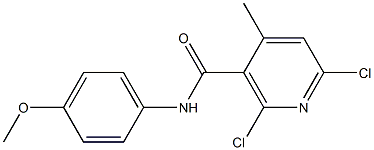 2,6-dichloro-N-(4-methoxyphenyl)-4-methylnicotinamide Struktur