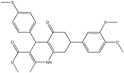 methyl 7-(3,4-dimethoxyphenyl)-2-methyl-4-[4-(methylsulfanyl)phenyl]-5-oxo-1,4,5,6,7,8-hexahydro-3-quinolinecarboxylate Struktur