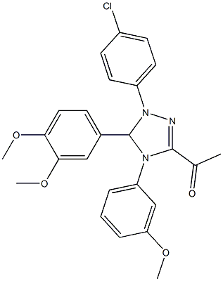 1-[1-(4-chlorophenyl)-5-(3,4-dimethoxyphenyl)-4-(3-methoxyphenyl)-4,5-dihydro-1H-1,2,4-triazol-3-yl]ethanone Struktur