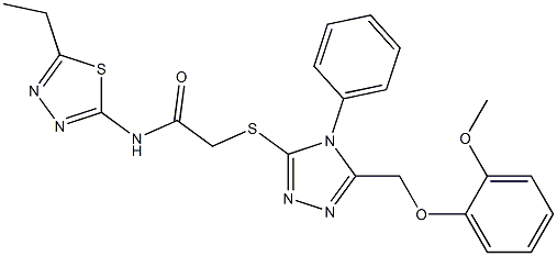 N-(5-ethyl-1,3,4-thiadiazol-2-yl)-2-({5-[(2-methoxyphenoxy)methyl]-4-phenyl-4H-1,2,4-triazol-3-yl}sulfanyl)acetamide Struktur