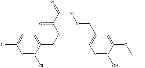 N-(2,4-dichlorobenzyl)-2-[2-(3-ethoxy-4-hydroxybenzylidene)hydrazino]-2-oxoacetamide Struktur