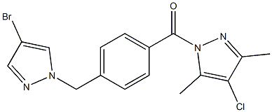 1-{4-[(4-bromo-1H-pyrazol-1-yl)methyl]benzoyl}-4-chloro-3,5-dimethyl-1H-pyrazole Struktur