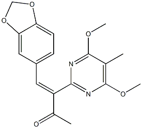 4-(1,3-benzodioxol-5-yl)-3-(4,6-dimethoxy-5-methyl-2-pyrimidinyl)-3-buten-2-one Struktur