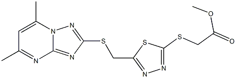 methyl [(5-{[(5,7-dimethyl[1,2,4]triazolo[1,5-a]pyrimidin-2-yl)sulfanyl]methyl}-1,3,4-thiadiazol-2-yl)sulfanyl]acetate Struktur