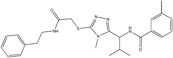 3-methyl-N-{2-methyl-1-[4-methyl-5-({2-oxo-2-[(2-phenylethyl)amino]ethyl}sulfanyl)-4H-1,2,4-triazol-3-yl]propyl}benzamide Struktur