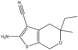 2-amino-5-ethyl-5-methyl-4,7-dihydro-5H-thieno[2,3-c]pyran-3-carbonitrile Struktur