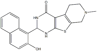 2-(2-hydroxy-1-naphthyl)-7-methyl-2,3,5,6,7,8-hexahydropyrido[4',3':4,5]thieno[2,3-d]pyrimidin-4(1H)-one Struktur