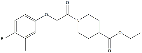 ethyl 1-[(4-bromo-3-methylphenoxy)acetyl]-4-piperidinecarboxylate Struktur