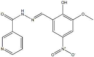 N'-{2-hydroxy-5-nitro-3-methoxybenzylidene}nicotinohydrazide Struktur