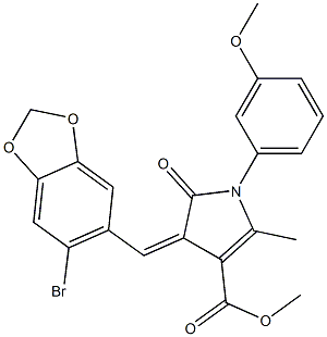 methyl 4-[(6-bromo-1,3-benzodioxol-5-yl)methylene]-1-(3-methoxyphenyl)-2-methyl-5-oxo-4,5-dihydro-1H-pyrrole-3-carboxylate Struktur