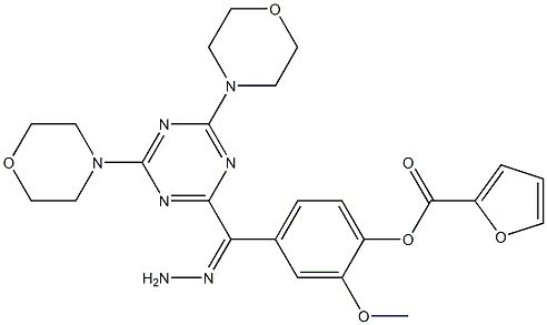 4-{2-[4,6-di(4-morpholinyl)-1,3,5-triazin-2-yl]carbohydrazonoyl}-2-methoxyphenyl 2-furoate Struktur