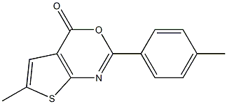 6-methyl-2-(4-methylphenyl)-4H-thieno[2,3-d][1,3]oxazin-4-one Struktur