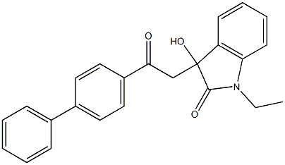 3-(2-[1,1'-biphenyl]-4-yl-2-oxoethyl)-1-ethyl-3-hydroxy-1,3-dihydro-2H-indol-2-one Struktur