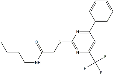 N-butyl-2-{[4-phenyl-6-(trifluoromethyl)-2-pyrimidinyl]sulfanyl}acetamide Struktur