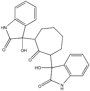 3-hydroxy-3-[3-(3-hydroxy-2-oxo-2,3-dihydro-1H-indol-3-yl)-2-oxocycloheptyl]-1,3-dihydro-2H-indol-2-one Struktur