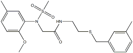 2-[2-methoxy-5-methyl(methylsulfonyl)anilino]-N-{2-[(3-methylbenzyl)sulfanyl]ethyl}acetamide Struktur