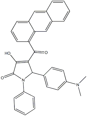 4-(1-anthrylcarbonyl)-5-[4-(dimethylamino)phenyl]-3-hydroxy-1-phenyl-1,5-dihydro-2H-pyrrol-2-one Struktur