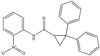 N-{2-nitrophenyl}-2,2-diphenylcyclopropanecarboxamide Struktur