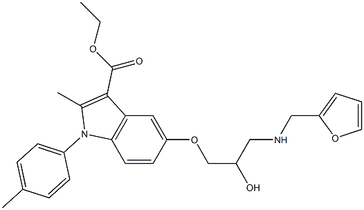 ethyl 5-{3-[(2-furylmethyl)amino]-2-hydroxypropoxy}-2-methyl-1-(4-methylphenyl)-1H-indole-3-carboxylate Struktur