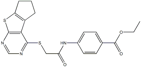 ethyl 4-{[(6,7-dihydro-5H-cyclopenta[4,5]thieno[2,3-d]pyrimidin-4-ylsulfanyl)acetyl]amino}benzoate Struktur