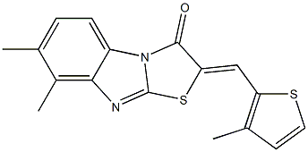 7,8-dimethyl-2-[(3-methyl-2-thienyl)methylene][1,3]thiazolo[3,2-a]benzimidazol-3(2H)-one Struktur