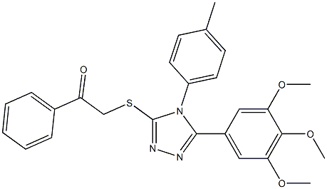 2-{[4-(4-methylphenyl)-5-(3,4,5-trimethoxyphenyl)-4H-1,2,4-triazol-3-yl]sulfanyl}-1-phenylethanone Struktur