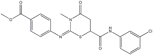 methyl 4-({6-[(3-chloroanilino)carbonyl]-3-methyl-4-oxo-1,3-thiazinan-2-ylidene}amino)benzoate Struktur