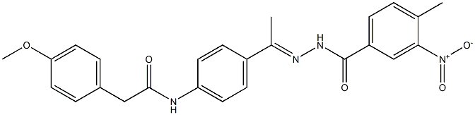 N-[4-(N-{3-nitro-4-methylbenzoyl}ethanehydrazonoyl)phenyl]-2-(4-methoxyphenyl)acetamide Struktur