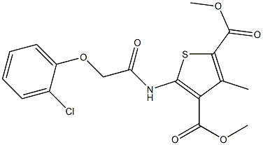 dimethyl 5-{[(2-chlorophenoxy)acetyl]amino}-3-methyl-2,4-thiophenedicarboxylate Struktur