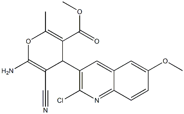 methyl 6-amino-4-[2-chloro-6-(methyloxy)quinolin-3-yl]-5-cyano-2-methyl-4H-pyran-3-carboxylate Struktur