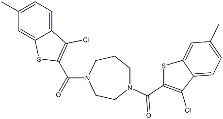 1,4-bis[(3-chloro-6-methyl-1-benzothien-2-yl)carbonyl]-1,4-diazepane Struktur