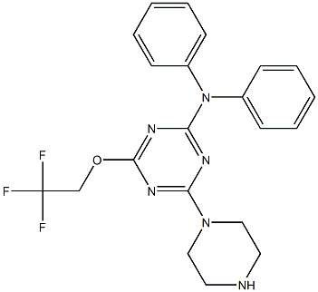 N,N-diphenyl-4-(1-piperazinyl)-6-(2,2,2-trifluoroethoxy)-1,3,5-triazin-2-amine Struktur