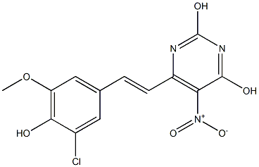 6-[2-(3-chloro-4-hydroxy-5-methoxyphenyl)vinyl]-5-nitro-2,4-pyrimidinediol Struktur