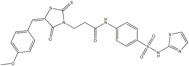 3-[5-(4-methoxybenzylidene)-4-oxo-2-thioxo-1,3-thiazolidin-3-yl]-N-{4-[(1,3-thiazol-2-ylamino)sulfonyl]phenyl}propanamide Struktur