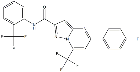 5-(4-fluorophenyl)-7-(trifluoromethyl)-N-[2-(trifluoromethyl)phenyl]pyrazolo[1,5-a]pyrimidine-2-carboxamide Struktur