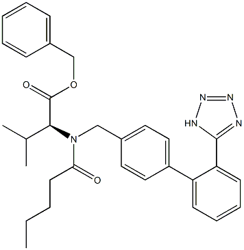 N-(1-Oxopentyl)-N-[[2'-(1H-tetrazol-5-yl)-[1,1'-biphenyl]-4-yl]methyl]-L-valinebenzyl ester Struktur