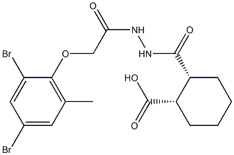 (1S,2R)-2-({2-[2-(2,4-dibromo-6-methylphenoxy)acetyl]hydrazino}carbonyl)cyclohexanecarboxylic acid Struktur