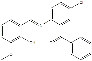 (5-chloro-2-{[(E)-(2-hydroxy-3-methoxyphenyl)methylidene]amino}phenyl)(phenyl)methanone Struktur