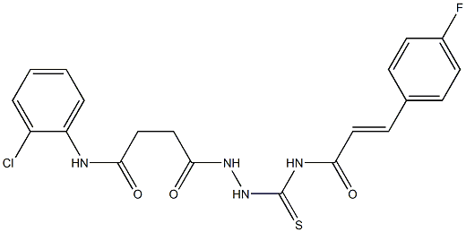 (E)-N-({2-[4-(2-chloroanilino)-4-oxobutanoyl]hydrazino}carbothioyl)-3-(4-fluorophenyl)-2-propenamide Struktur