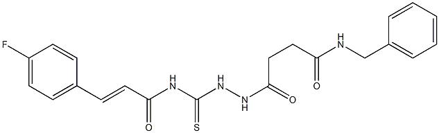 (E)-N-({2-[4-(benzylamino)-4-oxobutanoyl]hydrazino}carbothioyl)-3-(4-fluorophenyl)-2-propenamide Struktur