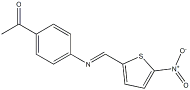 1-(4-{[(E)-(5-nitro-2-thienyl)methylidene]amino}phenyl)-1-ethanone Struktur